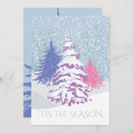 雪のモダン木の色を変えるクリスマス 招待状