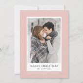 雪のモダン赤面ピンク写真 シーズンカード (正面)