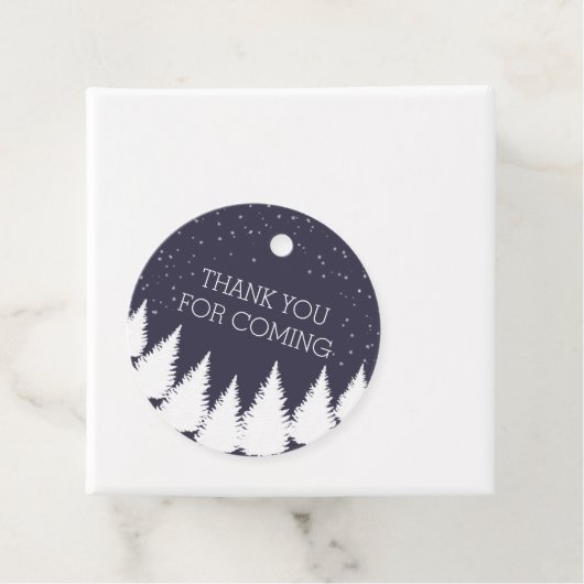 雪のモダン降る冬の木ホリデーパーティー フェイバータグ (インサイチュ)