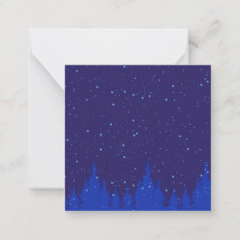 雪のモノクロブルークリスマスシーン ノートカード
