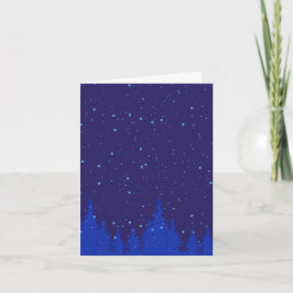 雪のモノクロブルークリスマスシーン ノートカード