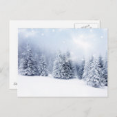 雪のモミの木のクリスマスバックグラウンド2 シーズンポストカード (正面/裏面)