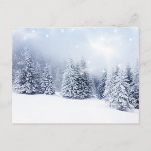 雪のモミの木のクリスマスバックグラウンド2 シーズンポストカード