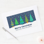 雪のモミの木の大きなクリスマスステッカー 長方形シール (封筒)