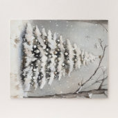 雪のモミの木 冬の雪 ジグソーパズル (横)