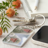 雪のモンキーカップル日本の、マカク。 キーホルダー (正面右)