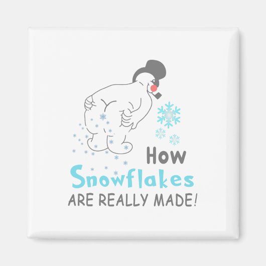 雪のユーモア 雪の結晶は本当はどうやってできるの? マグネット (正面)