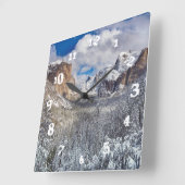 雪のヨセミテの谷 スクエア壁時計 (傾斜)