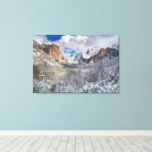 雪のヨセミテバレー キャンバスプリント (インサイチュ (ウッドフロア))