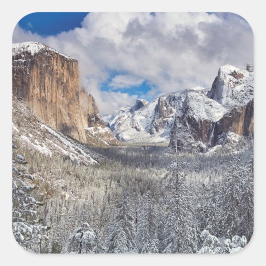 雪のヨセミテバレー スクエアシール (正面)
