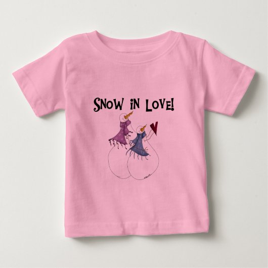 雪のラブ雪だるまTシャツ&ギフト ベビーTシャツ (正面)