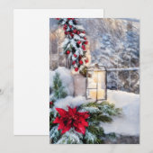 雪のランタンお手軽ミニクリスマス シーズンカード (正面/裏面)