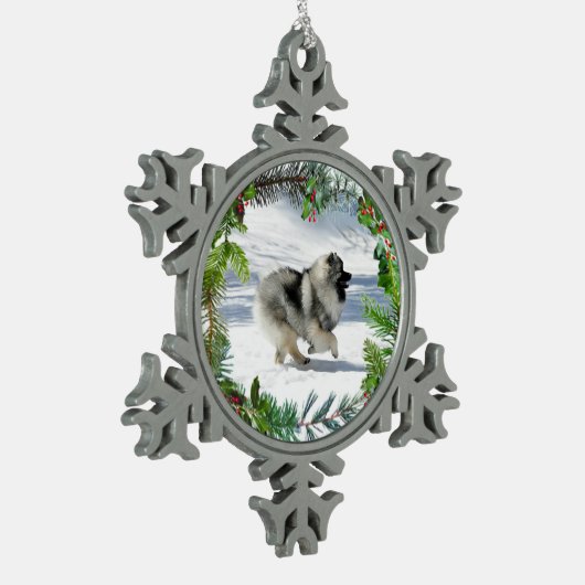 雪のランニングクリスマスの装飾のケーズ スノーフレークピューターオーナメント (左)