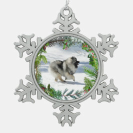 雪のランニングクリスマスの装飾のケーズ スノーフレークピューターオーナメント