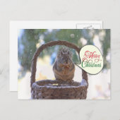 雪のリスことわざメリークリスマス シーズンポストカード (正面/裏面)