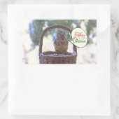 雪のリスことわざメリークリスマス 長方形シール (バッグ)