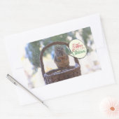 雪のリスことわざメリークリスマス 長方形シール (封筒)