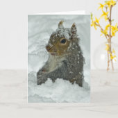 雪のリス カード (黄色い花)
