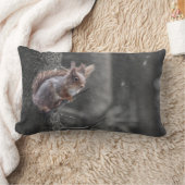 雪のリス ランバークッション (ブランケット)