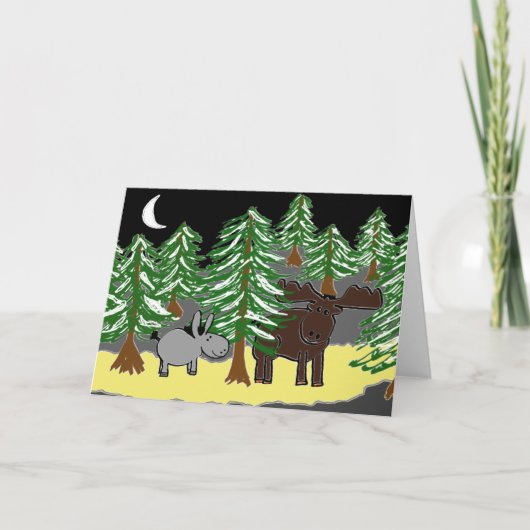 雪のロバとムース シーズンカード (正面)