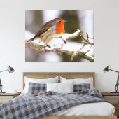 雪のロビン キャンバスプリント (インサイチュ (寝室))