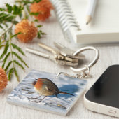 雪のロビン キーホルダー (正面右)