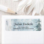 雪のロマンチックな水彩林 ラベル (インサイチュ)