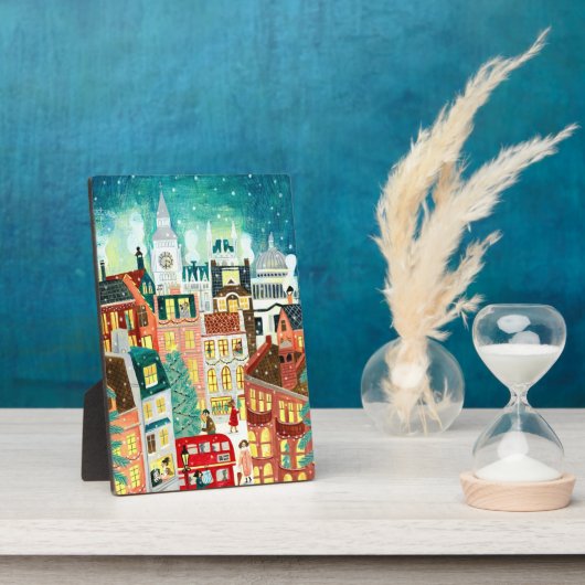 雪のロンドンの街の例示的なクリスマスの場所 フォトプラーク (側面)