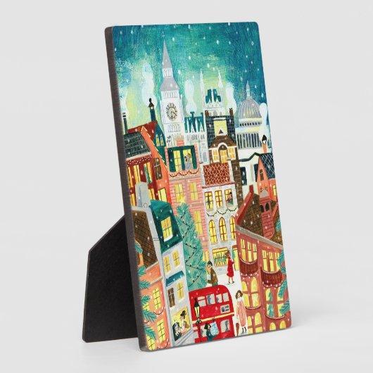 雪のロンドンの街の例示的なクリスマスの場所 フォトプラーク (側面)