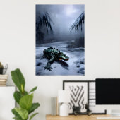 雪のワニ | AIアートポスター ポスター (ホームオフィス)