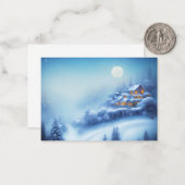 雪のワンダーランドホームバジェットミニクリスマス ノートカード (正面/裏面インサイチュ)