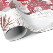 雪のヴィンテージクリスマスのコテージ ラッピングペーパー (ロールコーナー)