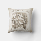 雪のヴィンテージクリスマスビレッジ クッション (裏面)
