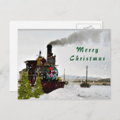 雪のヴィンテージ列車/クリスマスのメリーハガキ シーズンポストカード (正面/裏面)