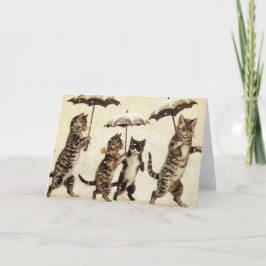 雪のヴィンテージ猫歩く カード