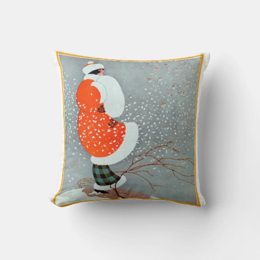 雪のヴィンテージ1920s クッション (正面)