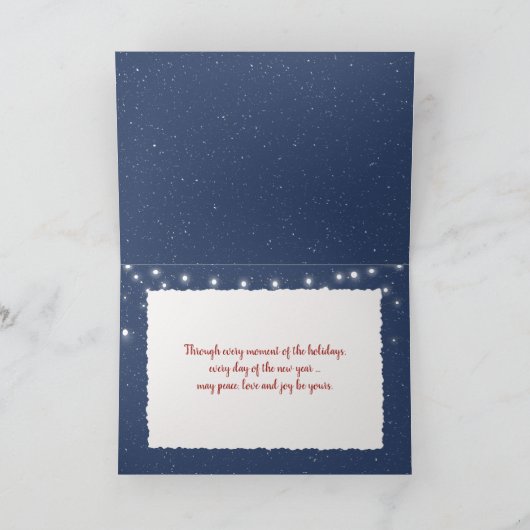 雪の上での季節の挨拶雪だるま シーズンカード (内部)