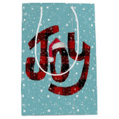 雪の上でクリスマスの喜びを祈る ミディアムペーパーバッグ (正面)