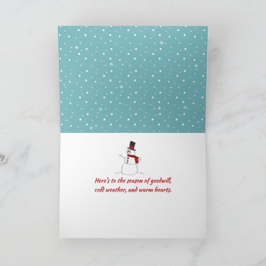 雪の上でクリスマスを楽しむ シーズンカード (内部)