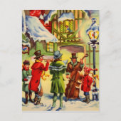 雪の上でクリスマスキャロルを歌う夕べ シーズンポストカード (正面)