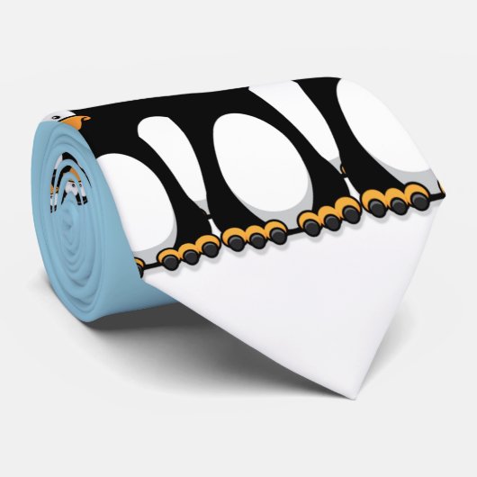 雪の上におもしろいあるマンガのペンギンの群れ ネクタイ (ロール)