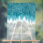 雪の上にオーバーレイ冬のウェディングウェルカムフロステッド アクリルサイン (ニュートラル)