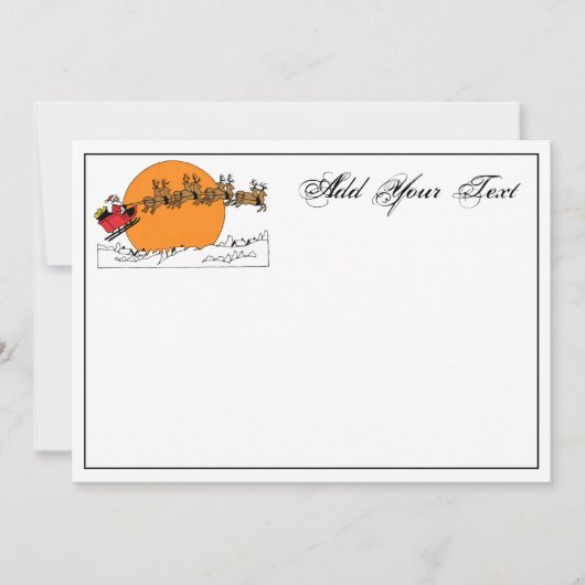 雪の上にサンタのトナカイの町の月を覆った シーズンカード (正面)