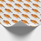 雪の上にサンタのトナカイの町の月を覆った ラッピングペーパー (角)