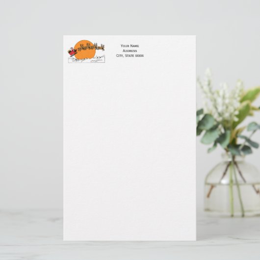 雪の上にサンタのトナカイの町の月を覆った 便箋 (スタンド正面)