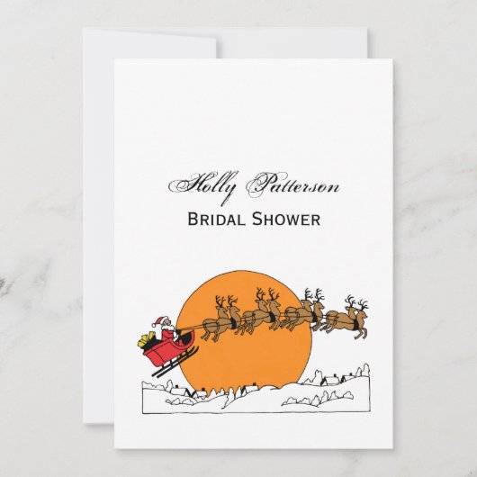 雪の上にサンタのトナカイの町の月を覆った 招待状 (正面)
