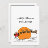 雪の上にサンタのトナカイの町の月を覆った 招待状 (正面/裏面)