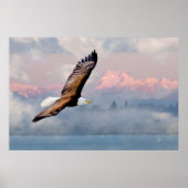 雪の上にハゲのワシ帽をかぶった山 ポスター (正面)