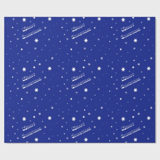 雪の上にブルーギフトラップを飾るメリークリスマス ラッピングペーパー (フラット)