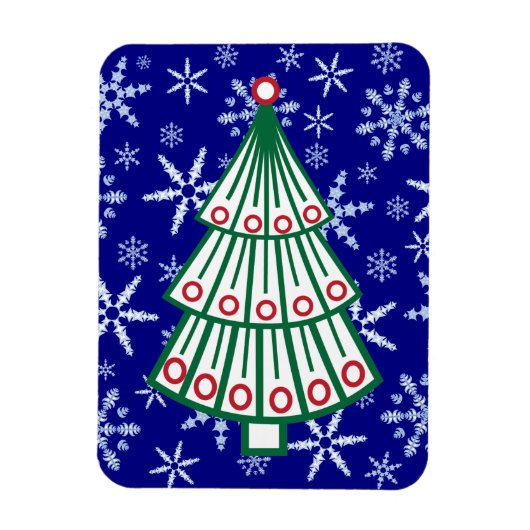 雪の上に並んだクリスマスツリー マグネット (縦)